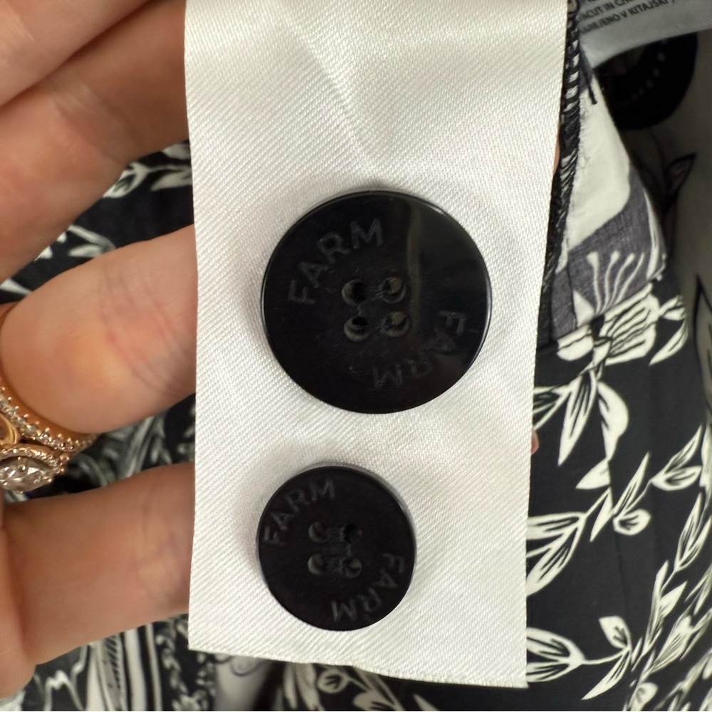 NWT FARM Rio Black and White Floral Midi Shirt Dress - Picture 11 of 15